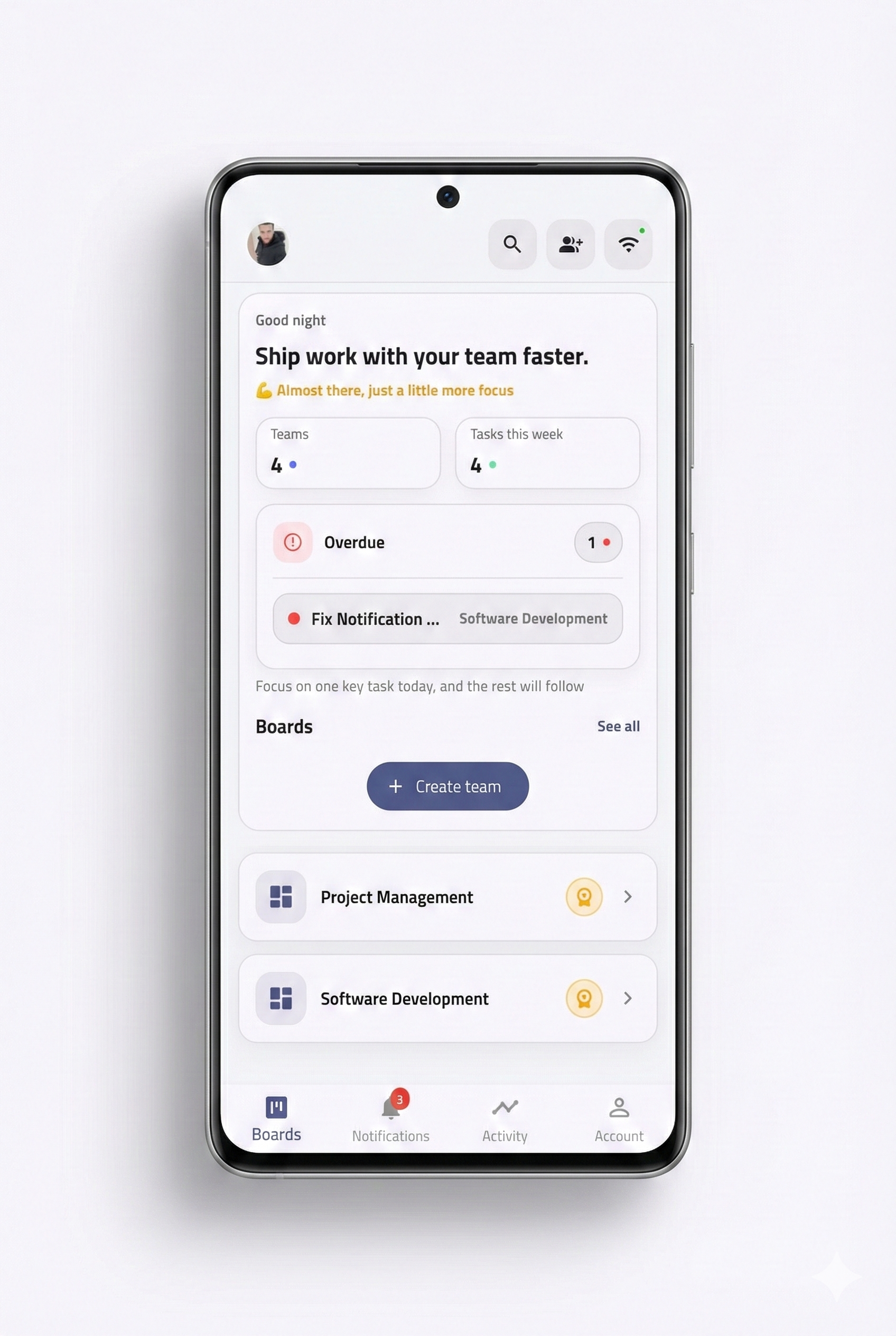 TeamTasks App — منصة إدارة مهام وتعاون الفرق — تطبيقات الموبايل